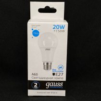 Лампа Светодиодная Gauss LED Elementary A60 20W E27 6500 K, цена за шт.