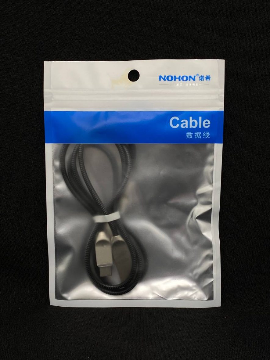 Кабель NOHON USB Type C металлический, черный 1 м, цена за шт.