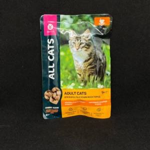 Корм ALL CATS влажный для взрослых кошек, Тефтельки из индейки в соусе 85 г, шт