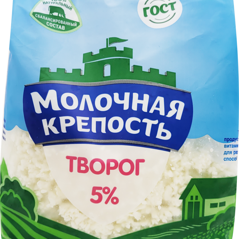 Творог Молочная Крепость 5% стабило бэг (пакет с дном) 200г, шт (М)