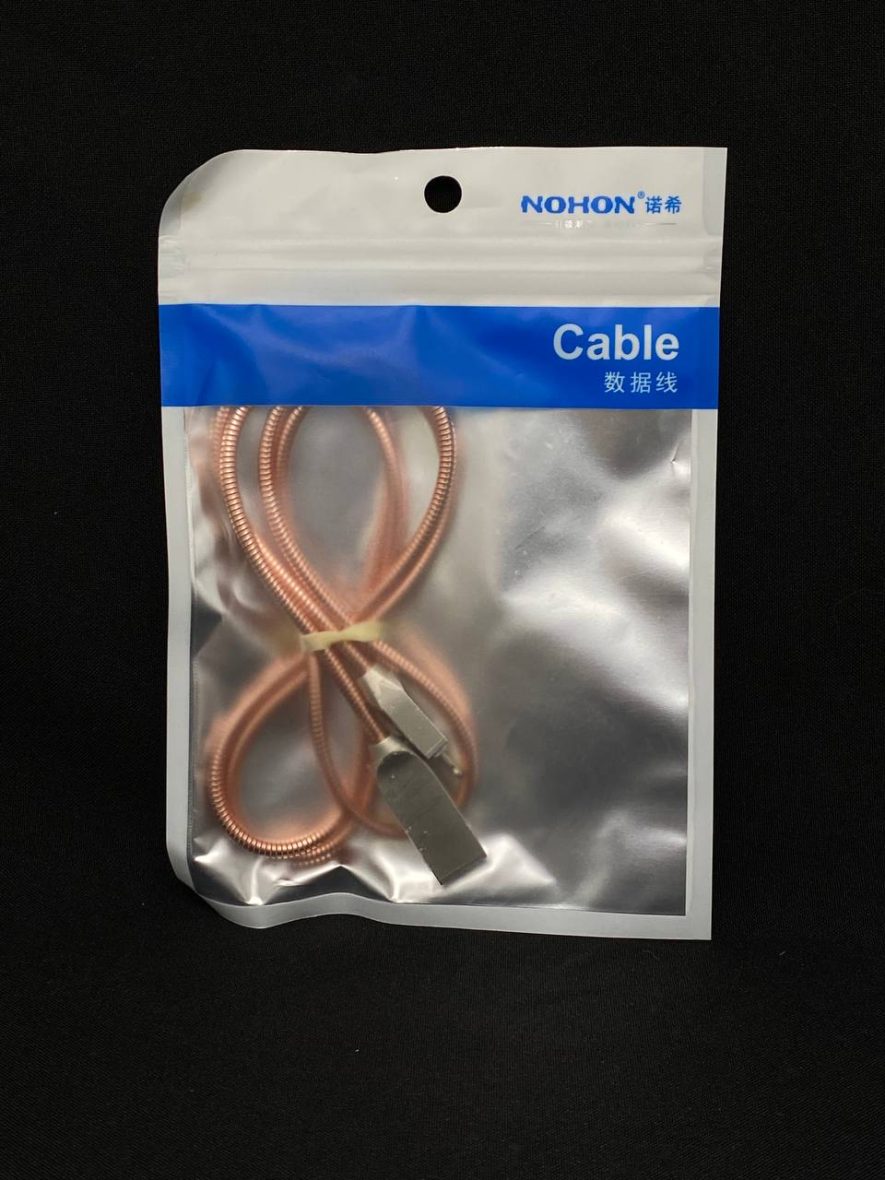 Кабель NOHON USB Type C металлический, розовый 1 м, цена за шт.