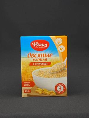 Хлопья Овсяные Быстрые с пшеничными отрубями «Увелка» 400 гр, шт.