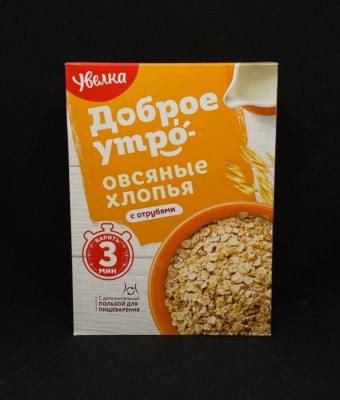 Хлопья Овсяные Быстрые с пшеничными отрубями «Увелка» 400 гр, шт.