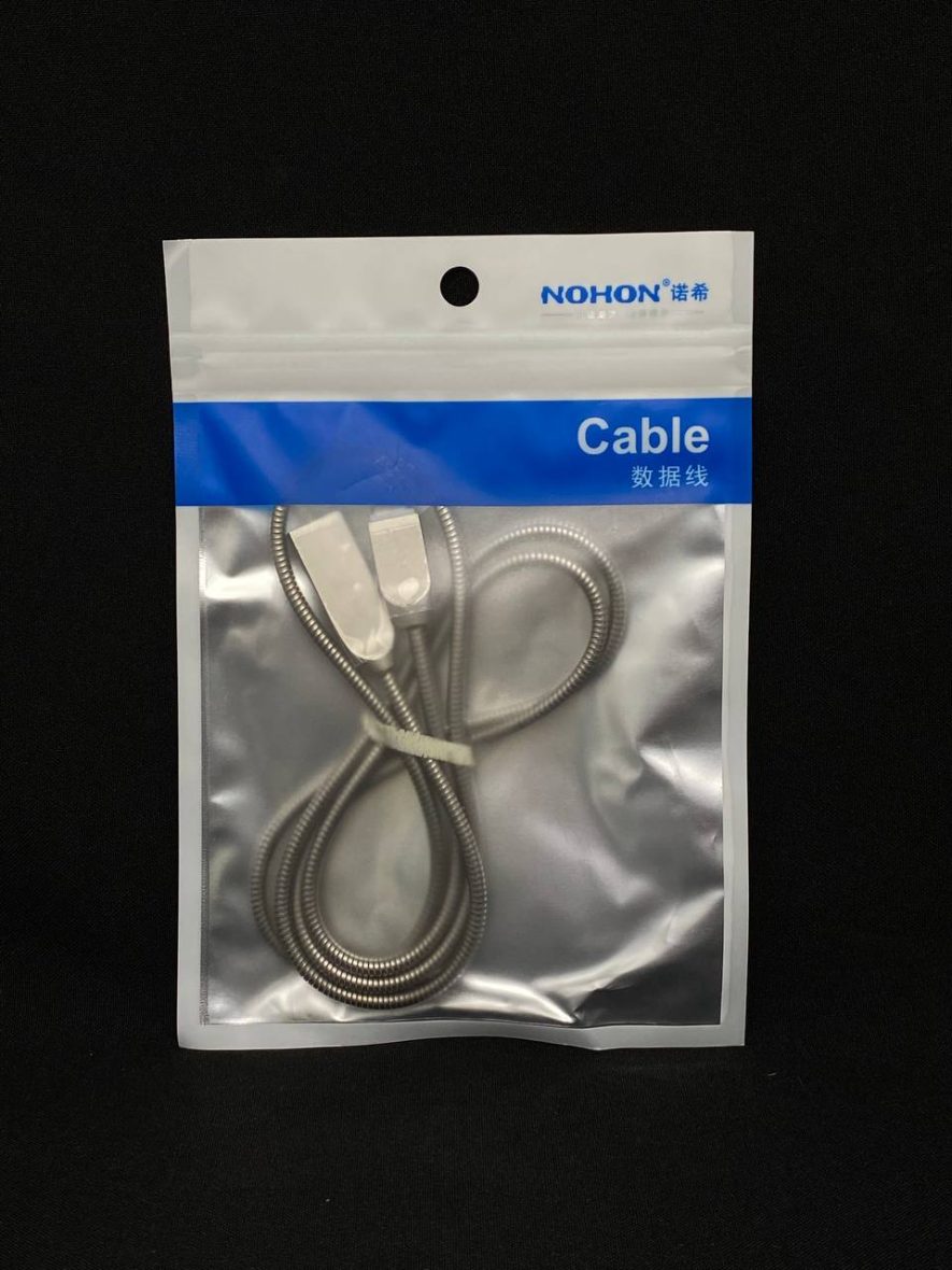 Кабель NOHON USB Type C металлический, серый 1 м, цена за шт.