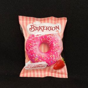 Донат глазированный "Клубника" со вкусом клубники, 58 гр, шт.