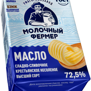 Масло сливочное "Крестьянское" Молочный Фермер 72,5% фольга 175г, шт (М)