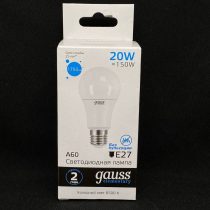 Лампа Светодиодная Gauss LED Elementary A60 20W E27 6500 K, цена за шт.